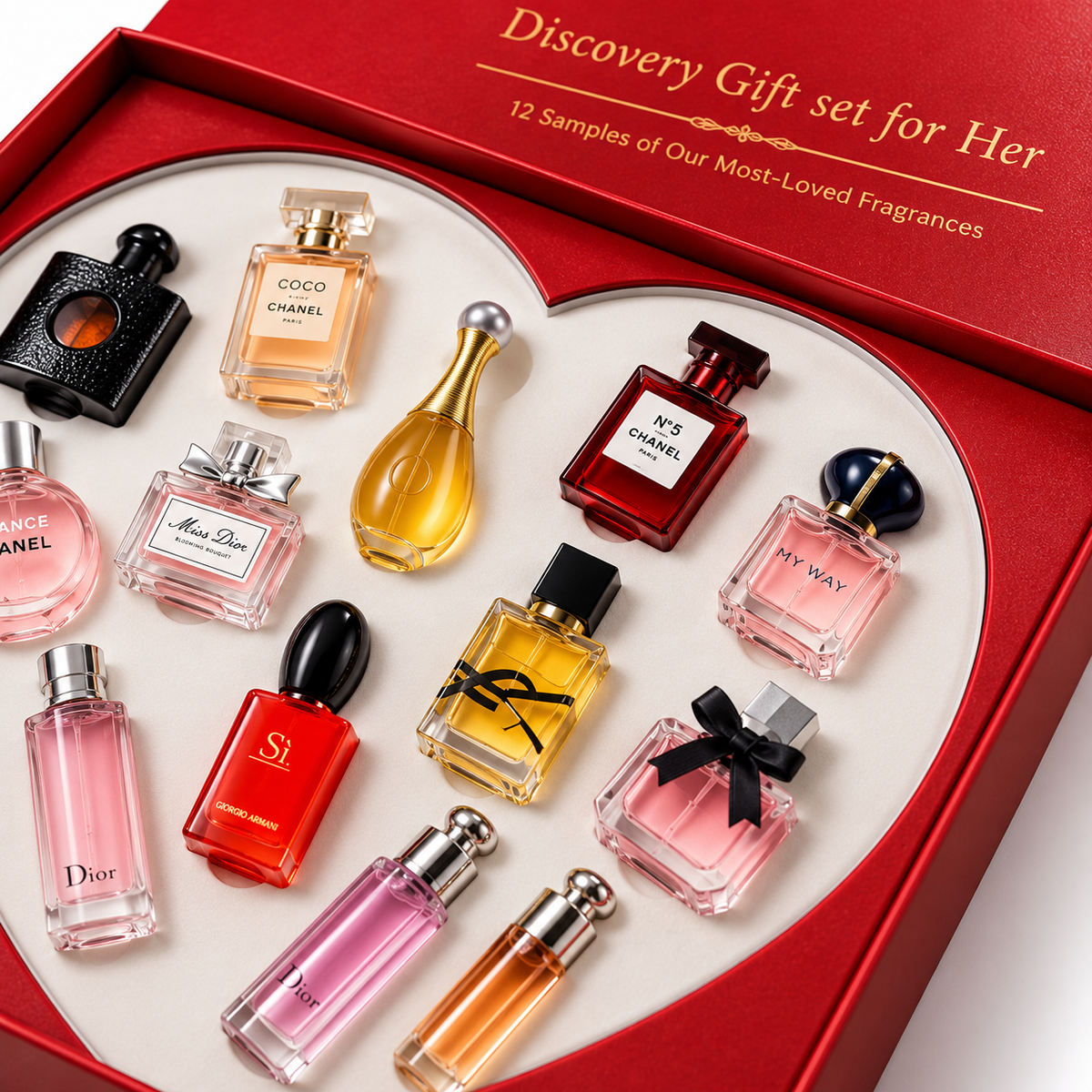 Red Heart Perfume Gift Set | 12 Mini Fragrance Bottles (Imported)