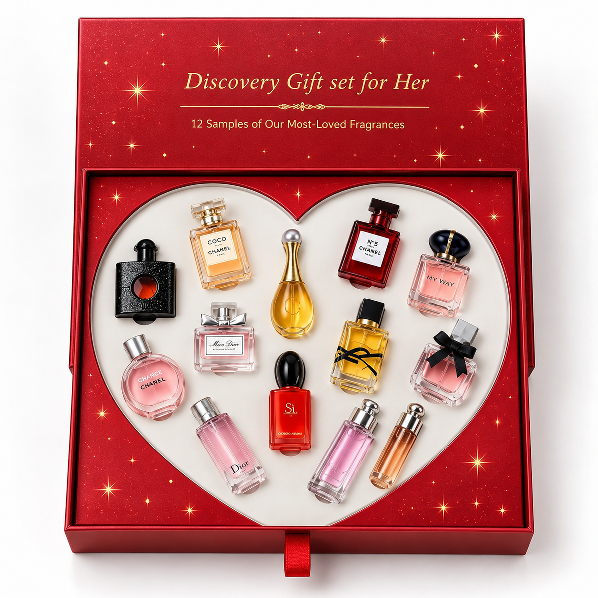 Red Heart Perfume Gift Set | 12 Mini Fragrance Bottles (Imported)